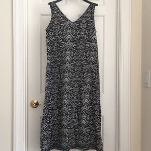 Kathy Ireland Women’s Zebra Print Sleeveless Dress V neck Cotton Size M